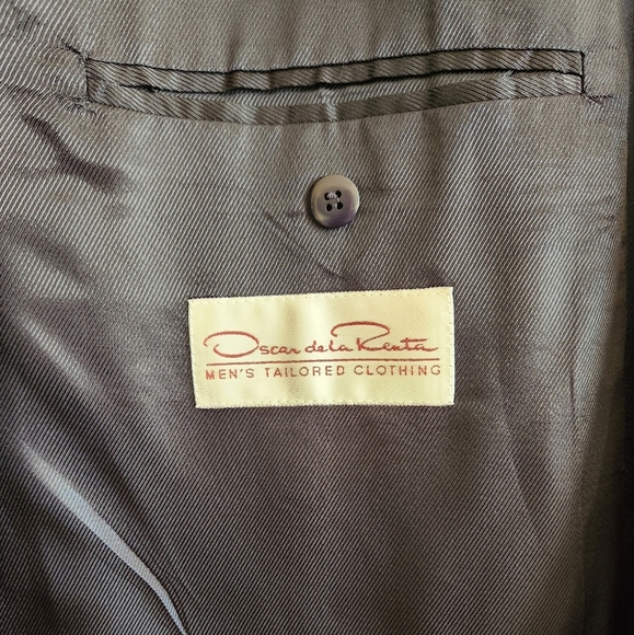 Oscar De La Renta Vintage Wool Gaberdine Double Breasted Navy Blazer - Picture 9 of 10